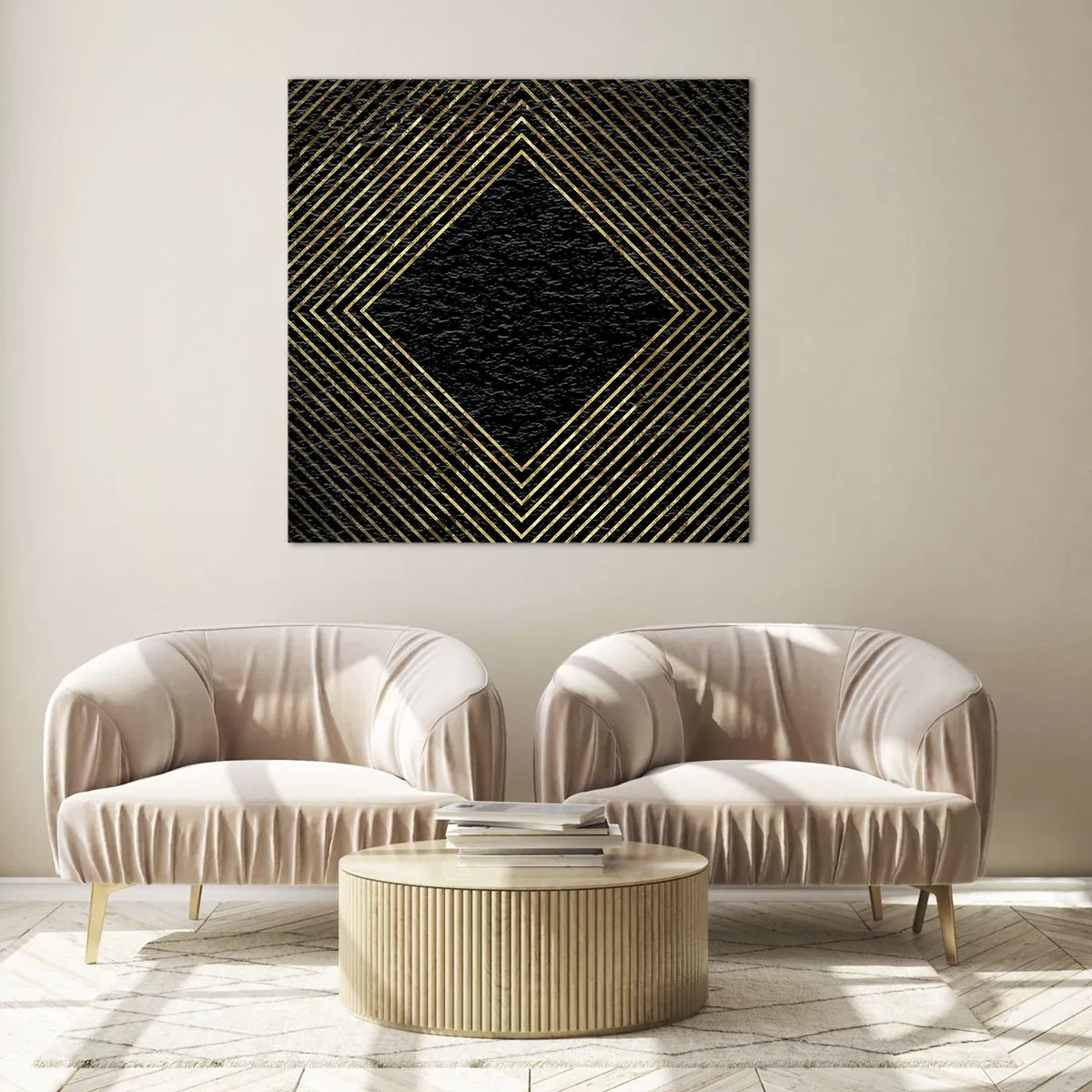 Glasbild - Bild auf glas - Geometrie im glamourösen Stil - 70x70 cm
