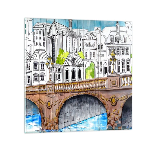 Glasbild - Bild auf glas - Die Stadt ist gemalt - 70x70 cm