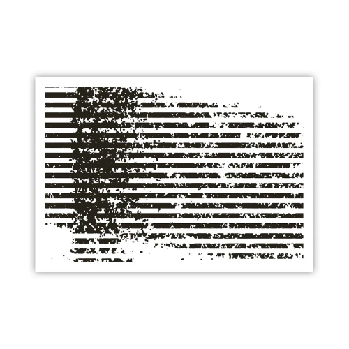 Poster - Abstrakte Linien mit Distressed-Effekt in Schwarz und Weiß - 100x70cm - Rhythmus und Rauschen - Moderne Wanddekoration für Wohnzimmer und Schlafzimmer ARTTOR