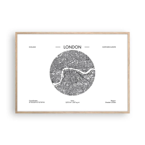 Poster in einem Rahmen aus heller Eiche - Anatomie von London - 100x70 cm