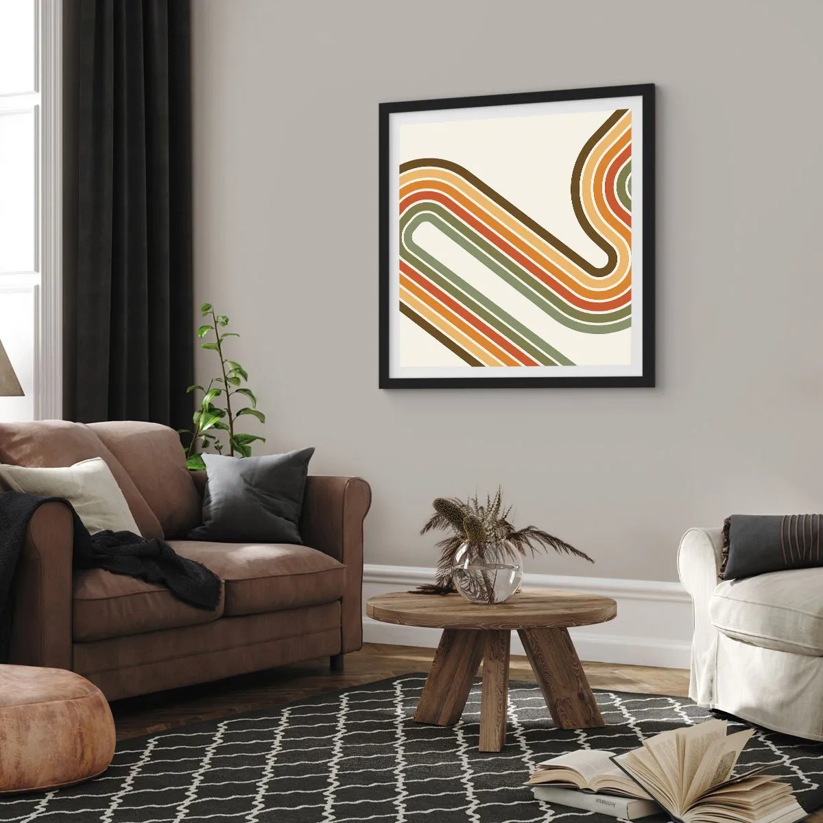 Poster in einem schwarzem Rahmen - Zickzack zum Ziel - 40x40 cm