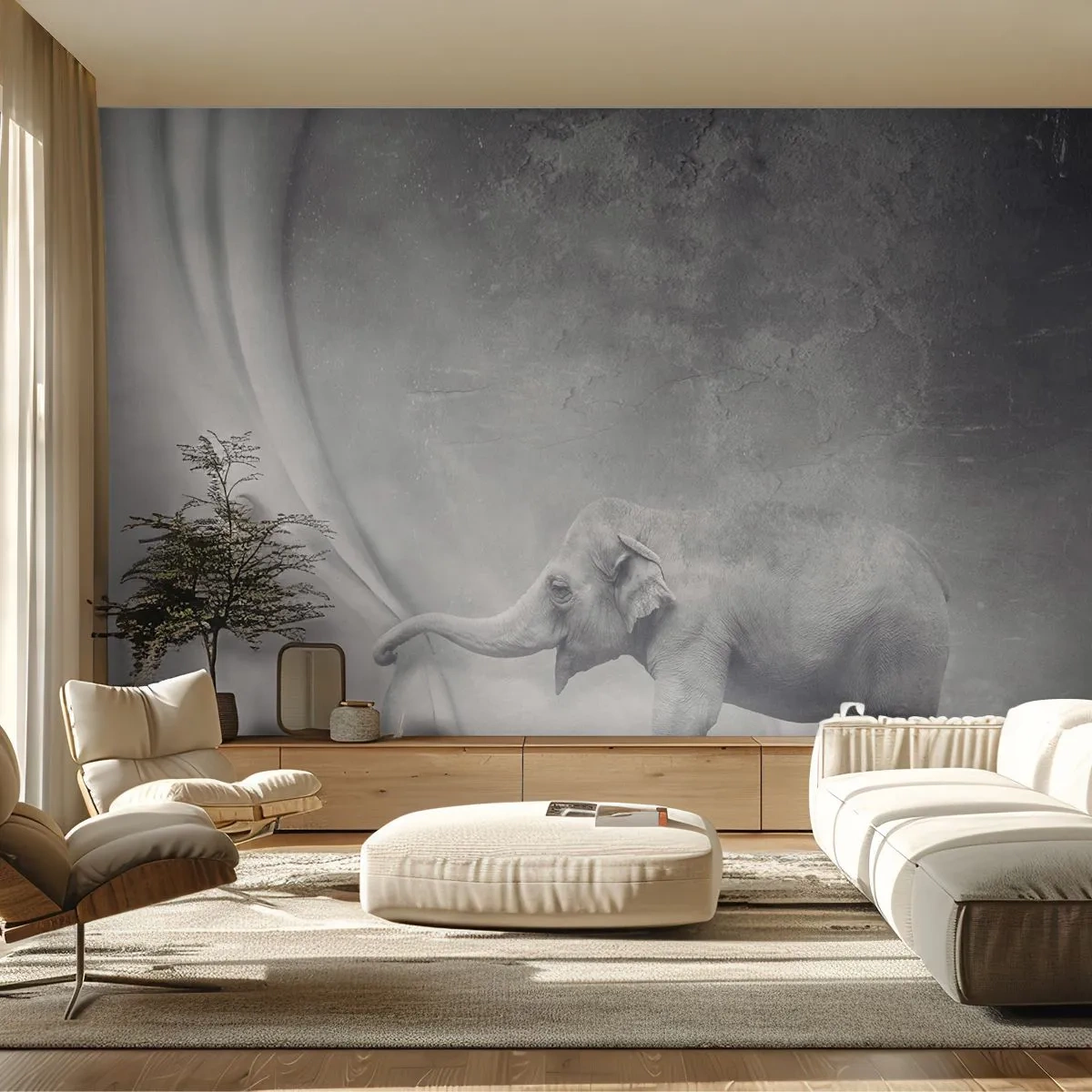 Selbstklebende Fototapete Deluxe Sticker - Enthülle das Geheimnis - Abstraktion, Elefant, Grafik - 400x280 cm