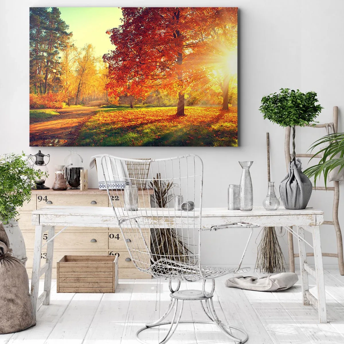 Bild auf Leinwand - Leinwandbild - Herbstpark im Sonnenlicht - 100x70cm - Unhöflich ist schön - Moderne Wanddekoration für Wohnzimmer und Schlafzimmer ARTTOR