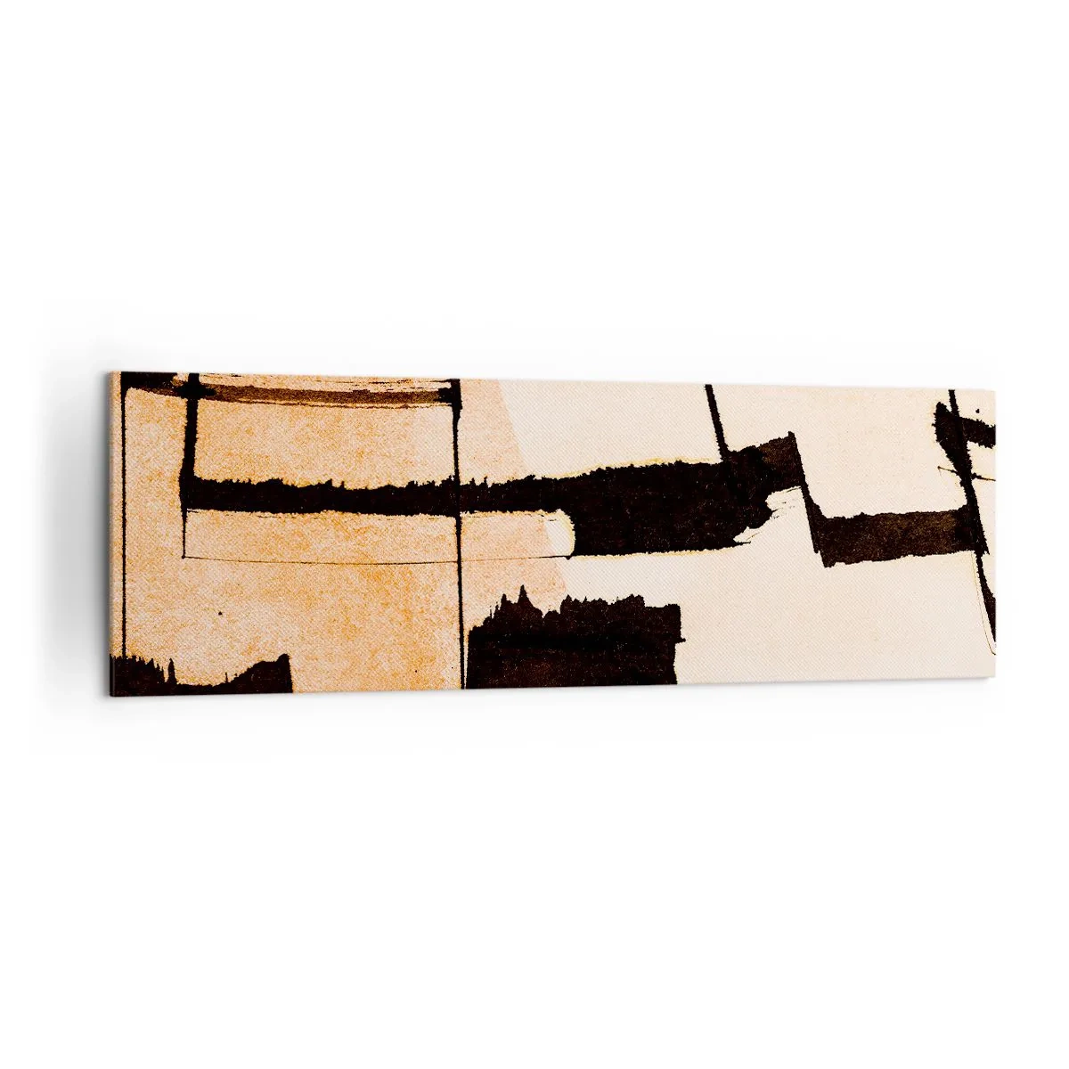 Bild auf Leinwand - Leinwandbild - Geometrische Muster in Braun- und Beigetönen - 160x50cm - Also doch Ordnung - Moderne Wanddekoration für Wohnzimmer und Schlafzimmer ARTTOR