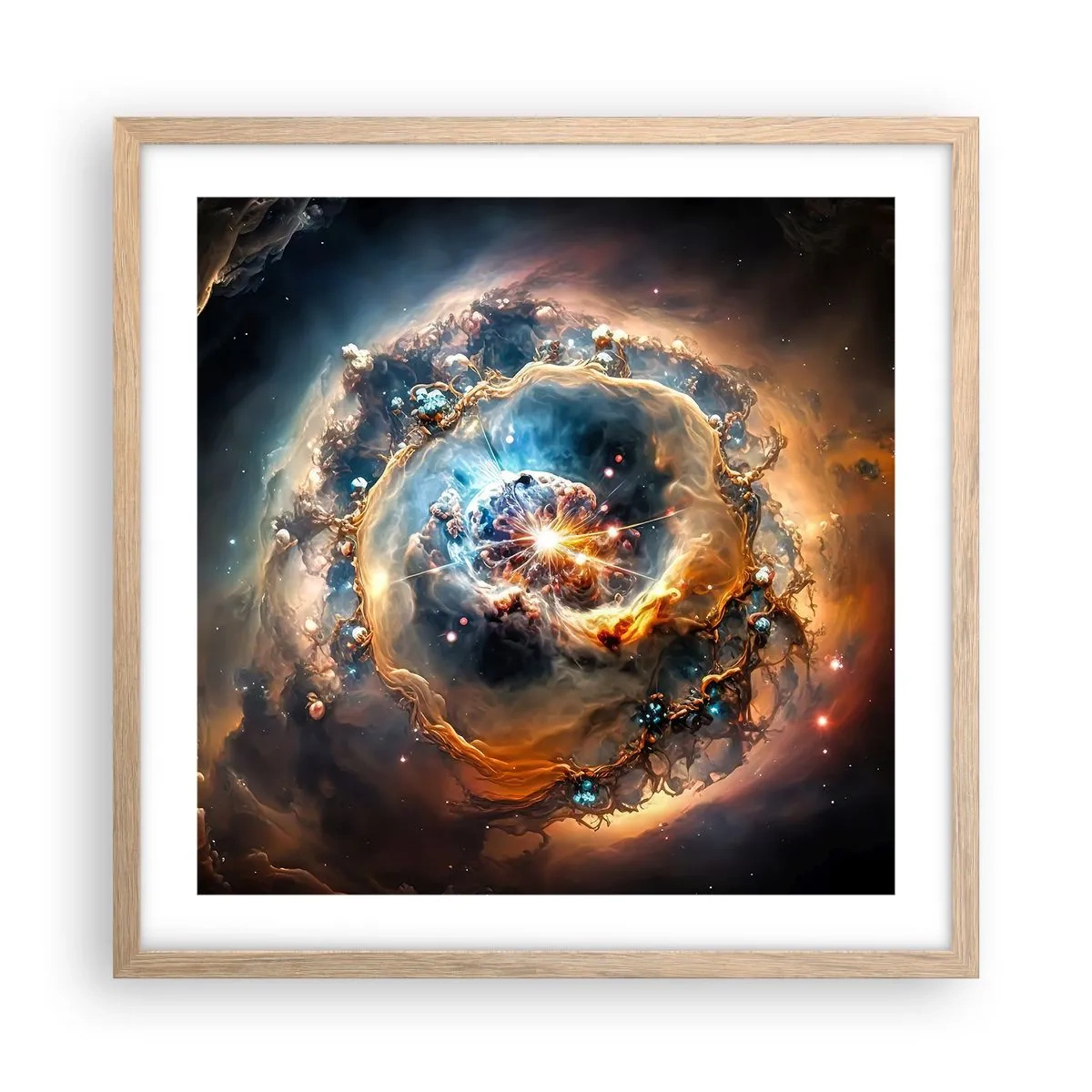 Poster in einem Rahmen aus heller Eiche - Anfang - 50x50 cm