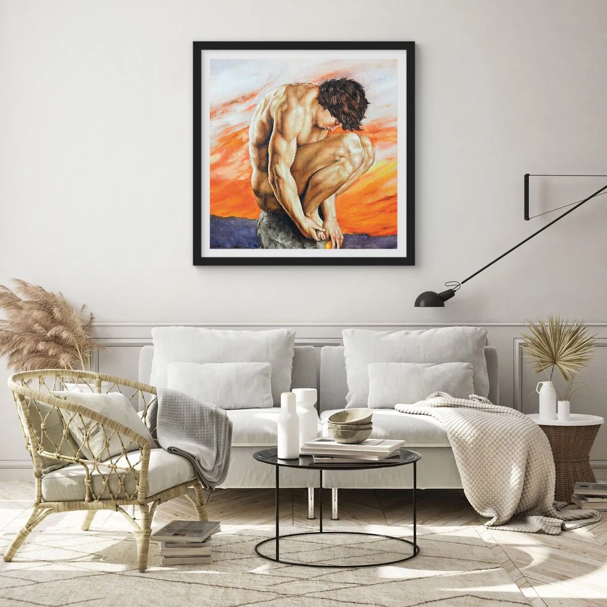 Poster in einem schwarzem Rahmen - In sich versunken - 40x40 cm
