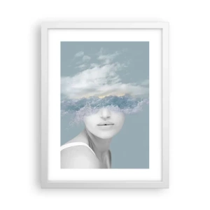 Poster in einem weißen Rahmen - Mit dem Kopf in den Wolken - 30x40 cm