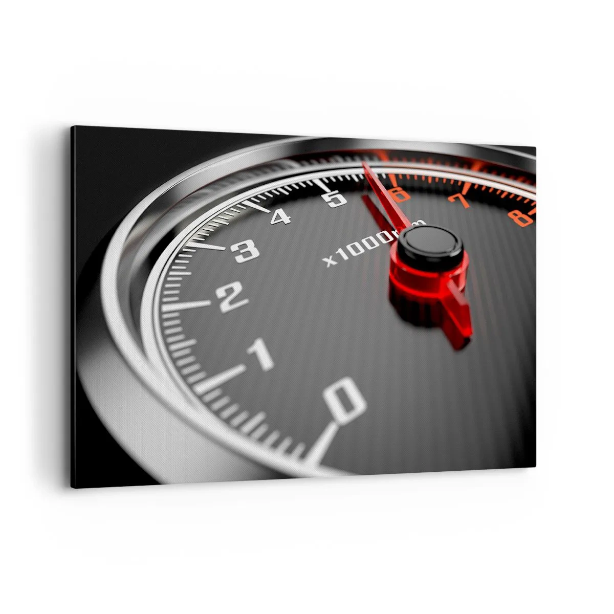 Bild auf Leinwand - Leinwandbild - Nahaufnahme des Drehzahlmessers mit der roten Nadel - 120x80cm - Vollgas! - Moderne Wanddekoration für Wohnzimmer und Schlafzimmer ARTTOR