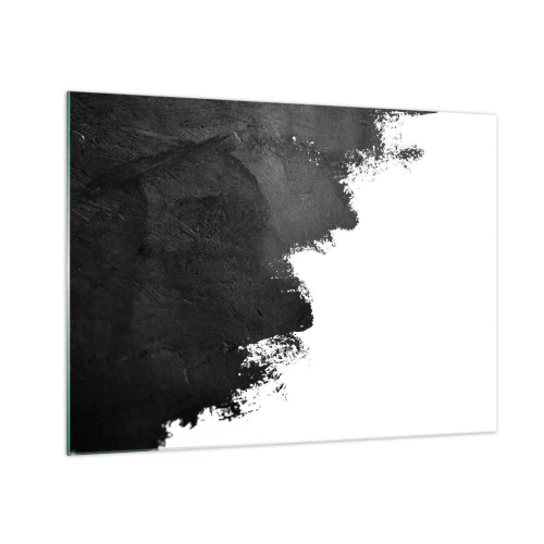 Glasbild - Bild auf glas - Schwarze Farbstruktur auf weißem Hintergrund im minimalistischen Stil - 70x50cm - Elemente: Erde - Moderne Wanddekoration für Wohnzimmer und Schlafzimmer ARTTOR