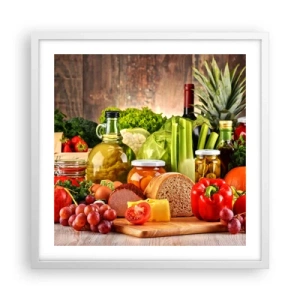 Poster in einem weißen Rahmen - Geräuchert, gebacken und eingelegt - 50x50 cm