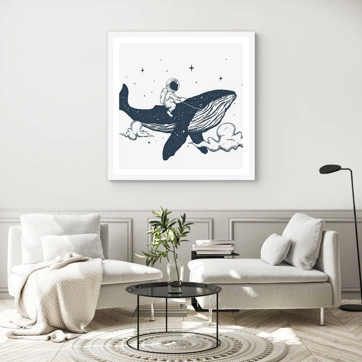 Poster in einem weißen Rahmen - Weltraumabenteuer - 40x40 cm
