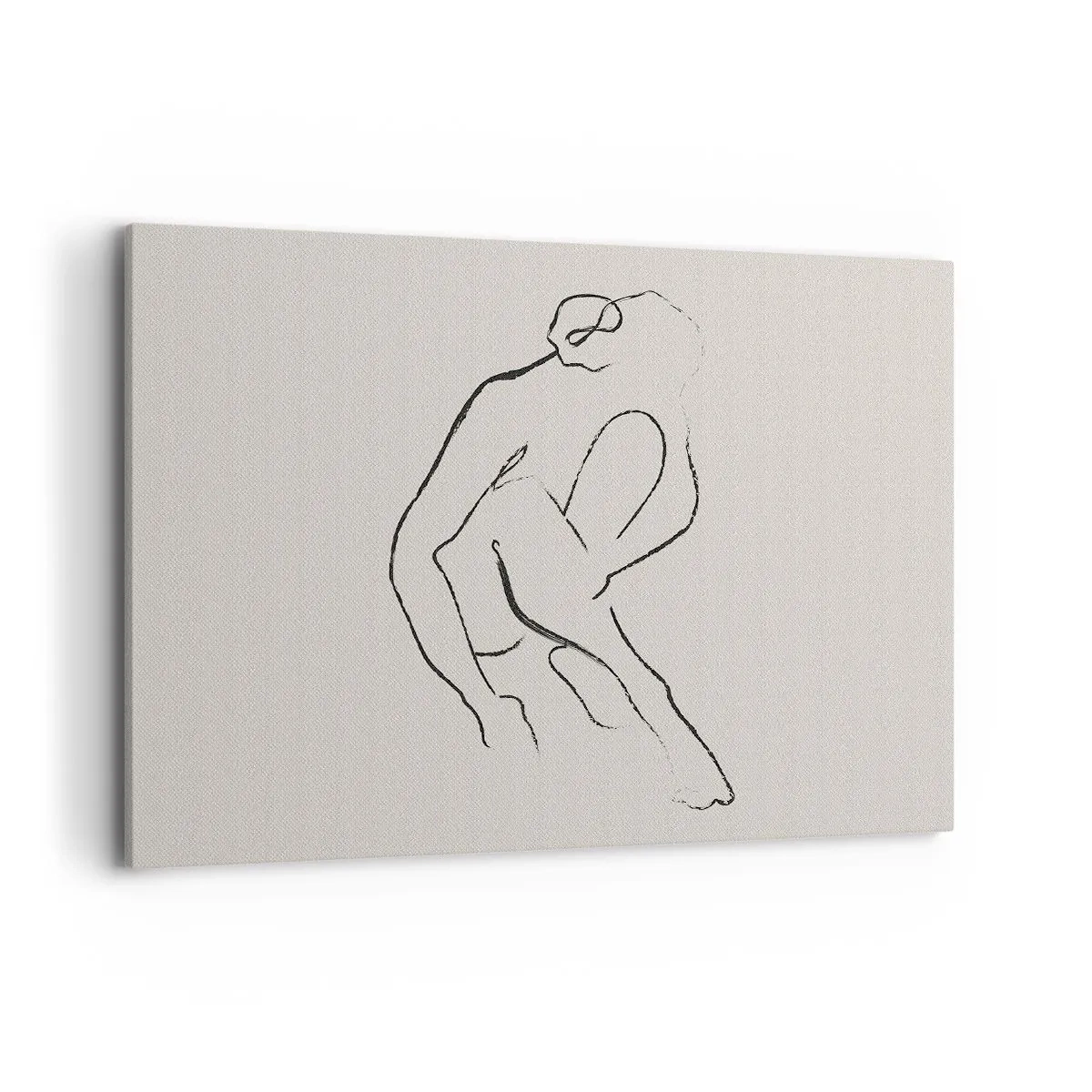 Bild auf Leinwand - Leinwandbild - Eine minimalistische Silhouette in Schwarz auf hellem Hintergrund - 100x70cm - Intime Skizze - Moderne Wanddekoration für Wohnzimmer und Schlafzimmer ARTTOR