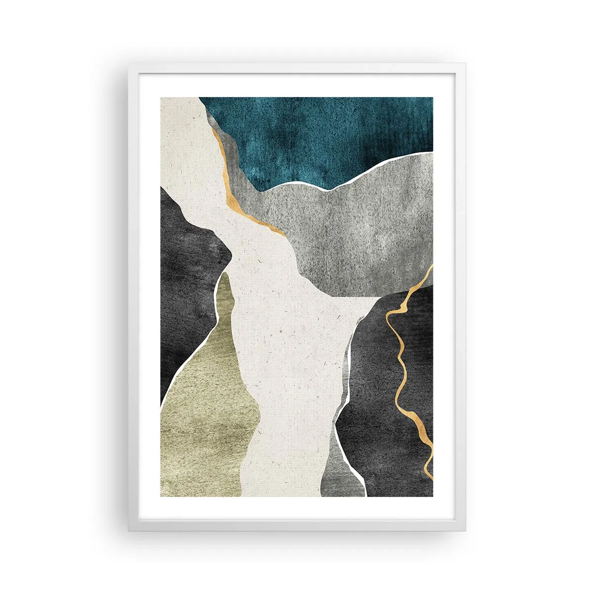 Poster in einem weißen Rahmen - Mosaikkomposition mit Goldfaden - 50x70 cm