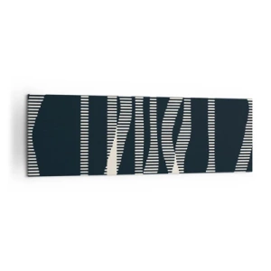 Bild auf Leinwand - Leinwandbild - Geometrische Linien in hellen Farbtönen auf dunklem Hintergrund - 160x50cm - Ein Versuch, die Dunkelheit zu durchbrechen - Moderne Wanddekoration für Wohnzimmer und Schlafzimmer ARTTOR