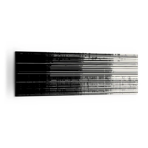Bild auf Leinwand - Leinwandbild - Abstrakte Linienkomposition in kontrastierendem Schwarz und Weiß - 160x50cm - Wellen und Vibrationen - Moderne Wanddekoration für Wohnzimmer und Schlafzimmer ARTTOR