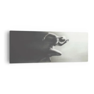 Bild auf Leinwand - Leinwandbild - Eine schwarz-weiße Silhouette einer laufenden Figur in einem dynamischen und surrealen Stil. - 140x50cm - Unwiderstehlich - Moderne Wanddekoration für Wohnzimmer und Schlafzimmer ARTTOR