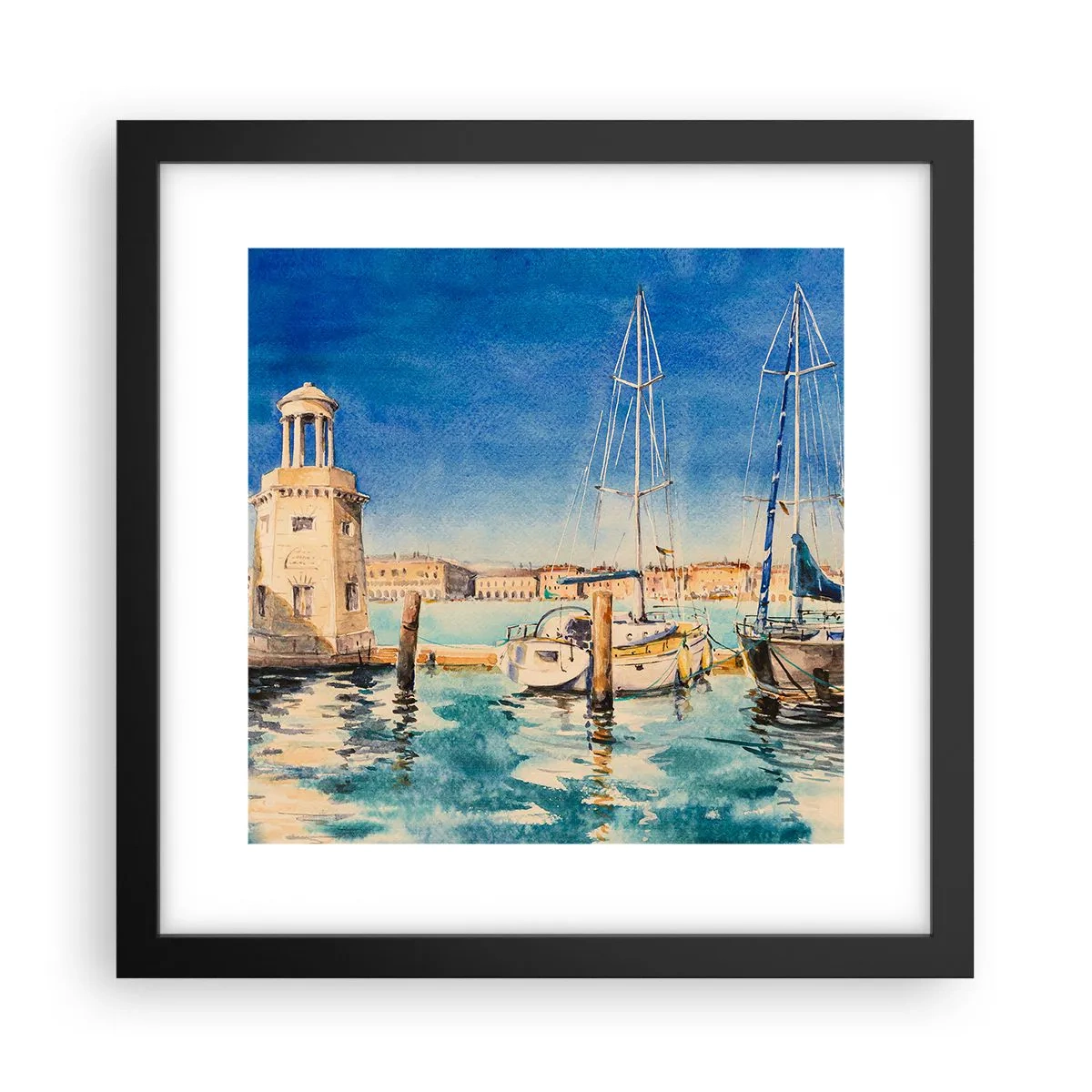 Poster in einem schwarzem Rahmen - Sonnige Lagune - 30x30 cm