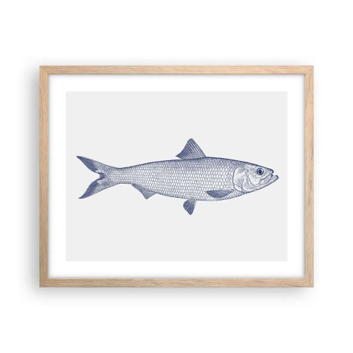 Poster in einem Rahmen aus heller Eiche - Grüße aus den nördlichen Meeren - 50x40 cm