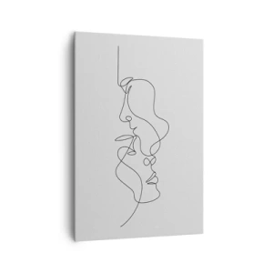 Bild auf Leinwand - Leinwandbild - Eine minimalistische Zeichnung von zwei Gesichtern in einer Linie. - 70x100cm - Die Hitze bitterer Begierden - Moderne Wanddekoration für Wohnzimmer und Schlafzimmer ARTTOR