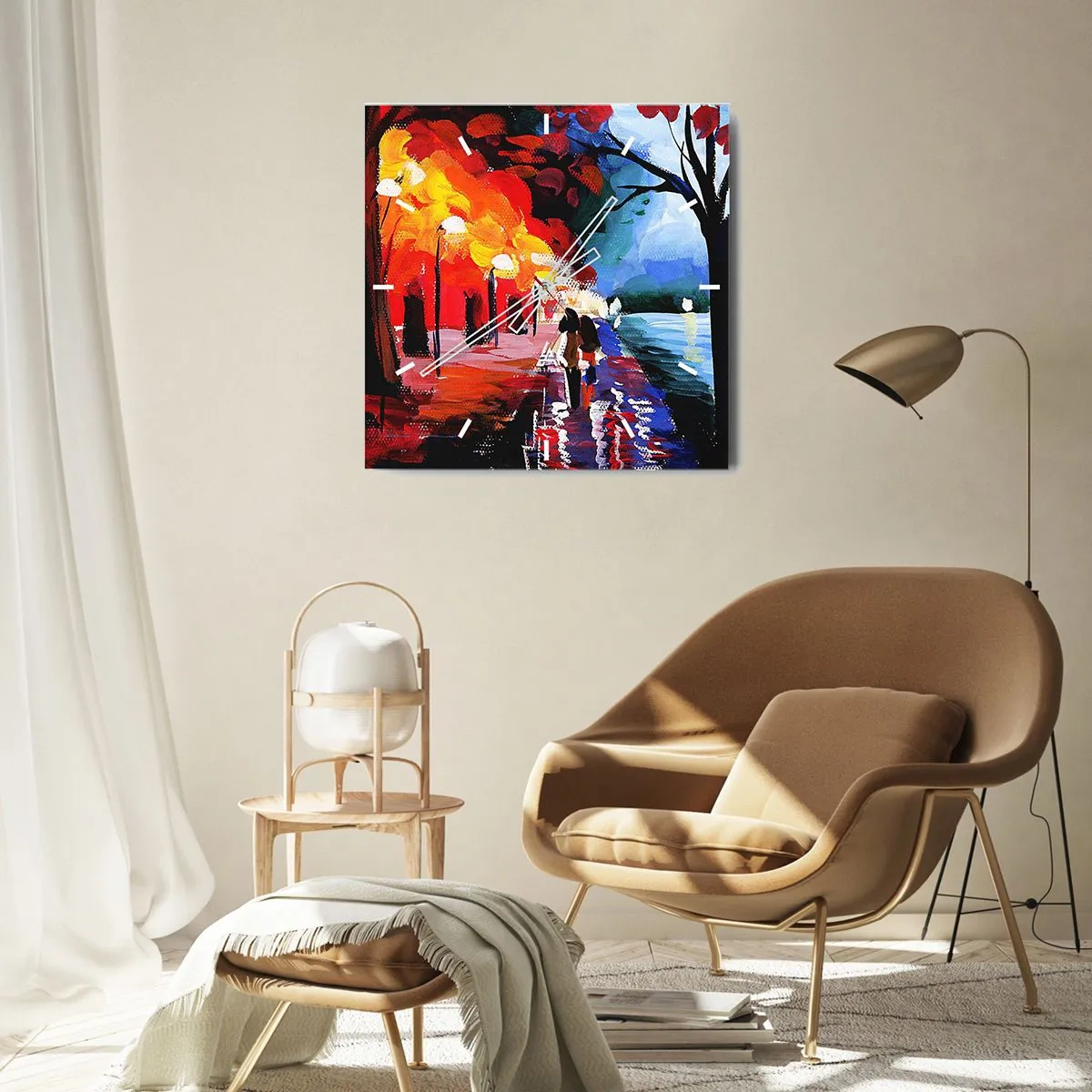 Wanduhr - Glasuhr - Strahlender Herbst im Park - 40x40 cm