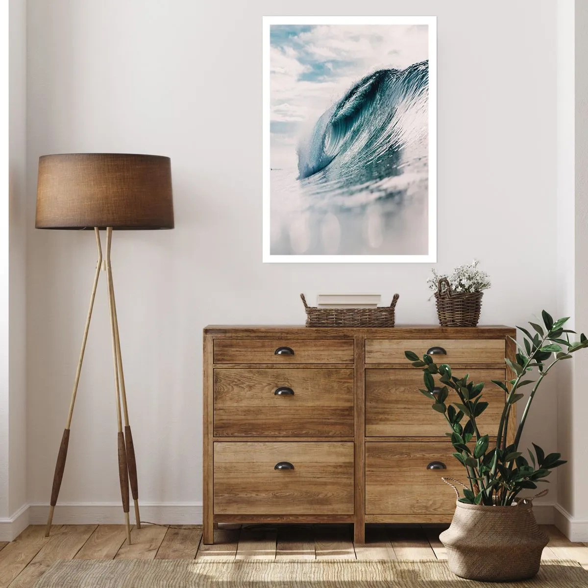 Poster - Eine kraftvolle Meereswelle, in Bewegung eingefangen - 50x70cm - Wasserspitze - Moderne Wanddekoration für Wohnzimmer und Schlafzimmer ARTTOR