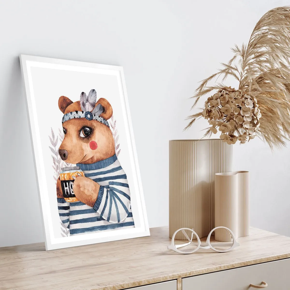 Poster in einem weißen Rahmen - Süße Bärin - 30x40 cm