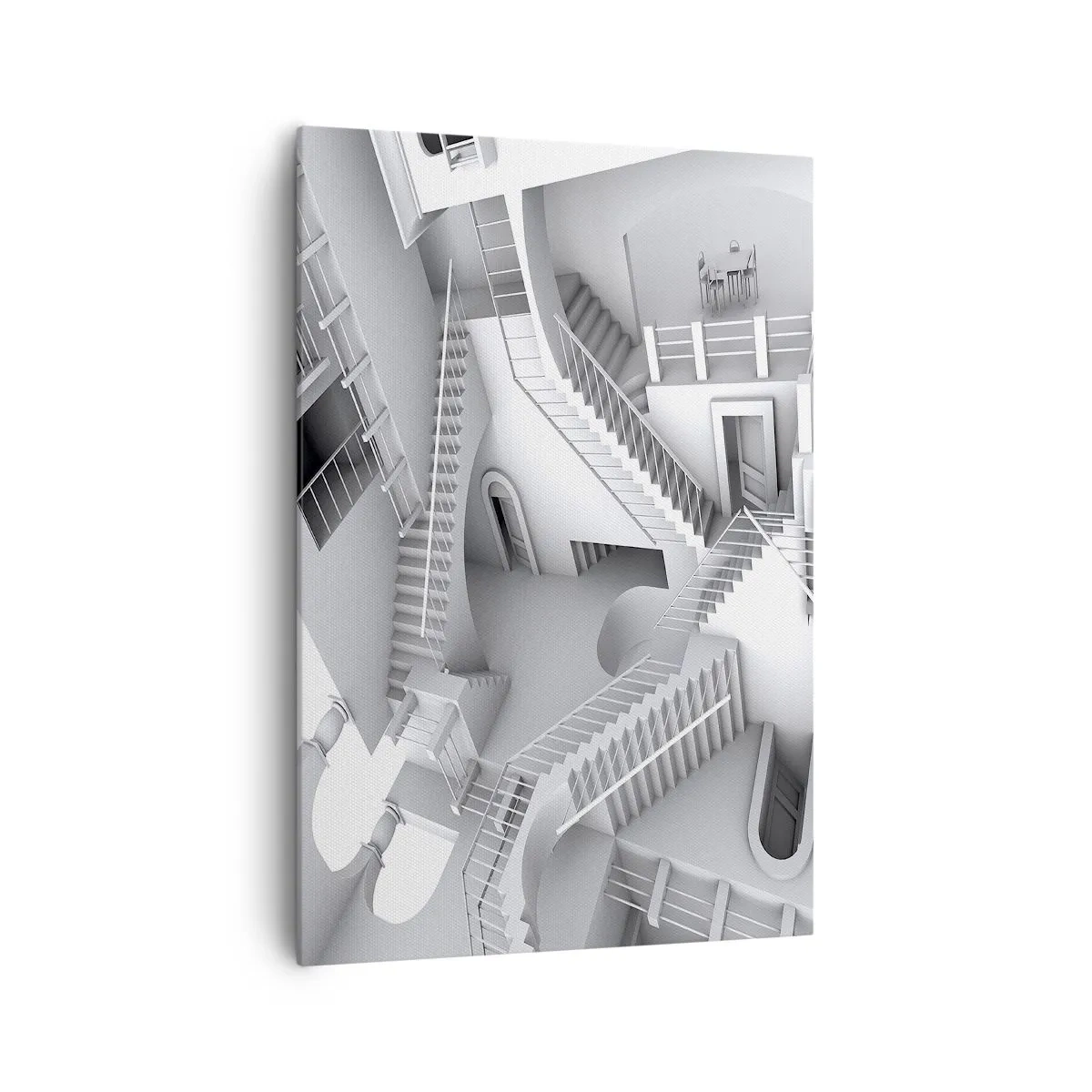Bild auf Leinwand - Leinwandbild - Eine abstrakte Komposition aus Treppen in einer surrealistischen Raumanordnung - 70x100cm - Die Paradoxien des Weltraums - Moderne Wanddekoration für Wohnzimmer und Schlafzimmer ARTTOR