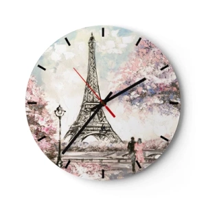 Wanduhr - Glasuhr - Aprilspaziergang durch Paris - 40x40 cm