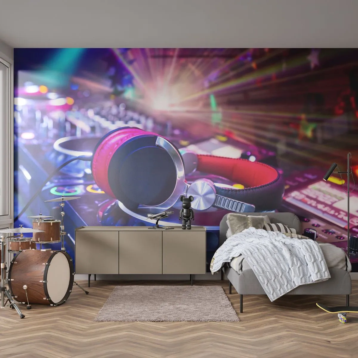 Fototapete Premium Sand - Es wird, es wird passieren - Musik, Musik Studio, Kopfhörer - 350x256 cm