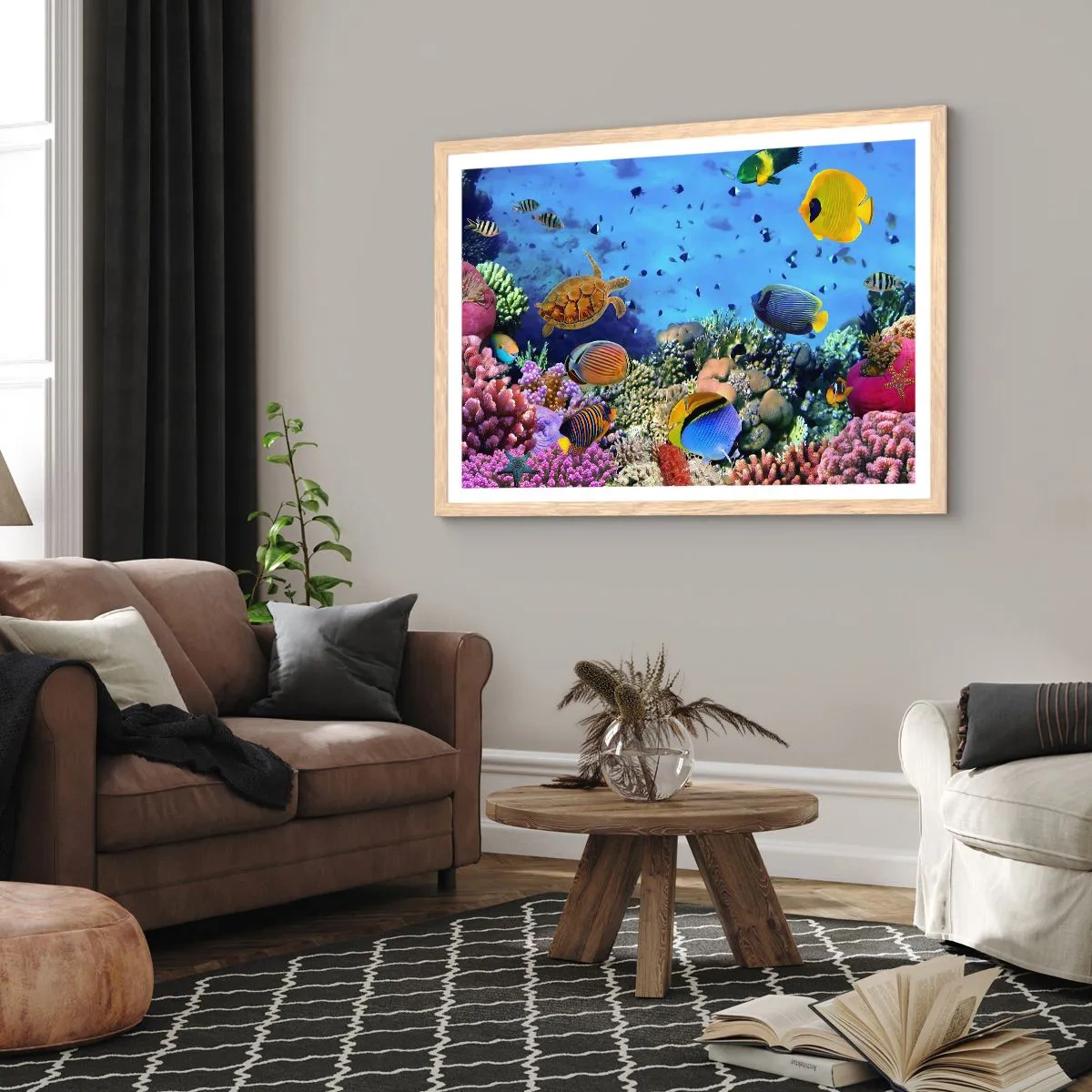 Poster in einem Rahmen aus heller Eiche - Und was wissen wir über das Leben ... - 100x70 cm