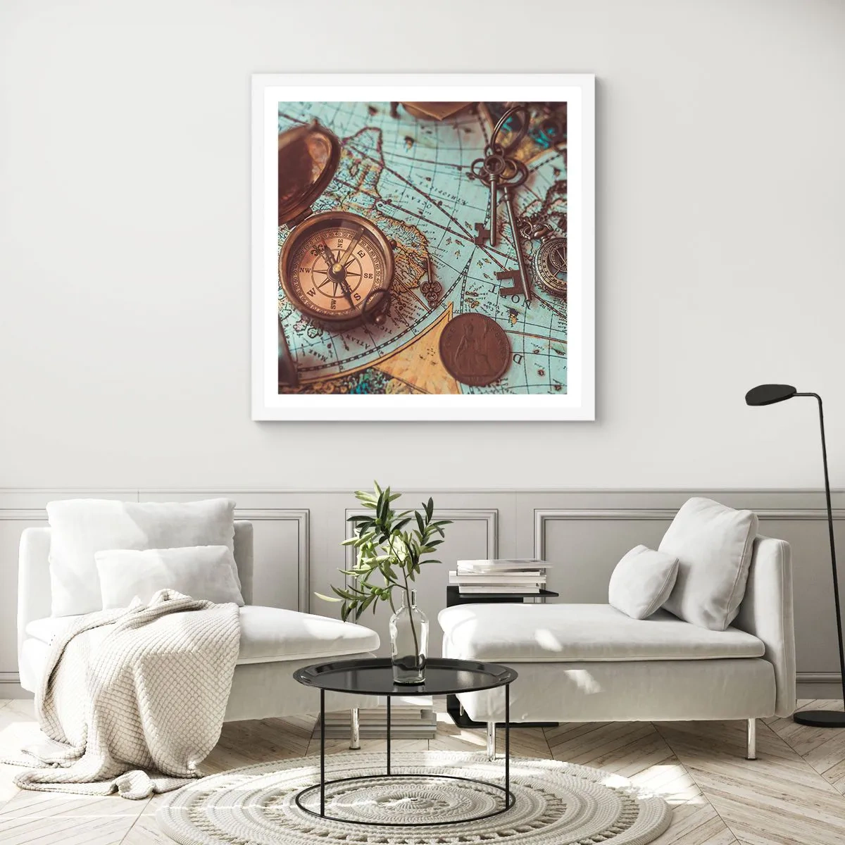 Poster in einem weißen Rahmen - Für den Abenteurer - 50x50 cm