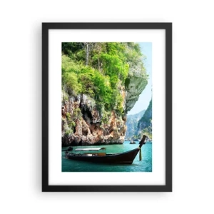 Poster in einem schwarzem Rahmen - Eine Einladung zu einer exotischen Reise - 30x40 cm