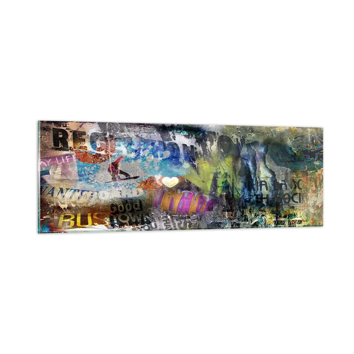 Glasbild - Bild auf glas - Collage aus Erinnerungen - 90x30 cm