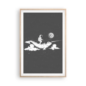 Poster in einem Rahmen aus heller Eiche - Weltraumreiter - 61x91 cm