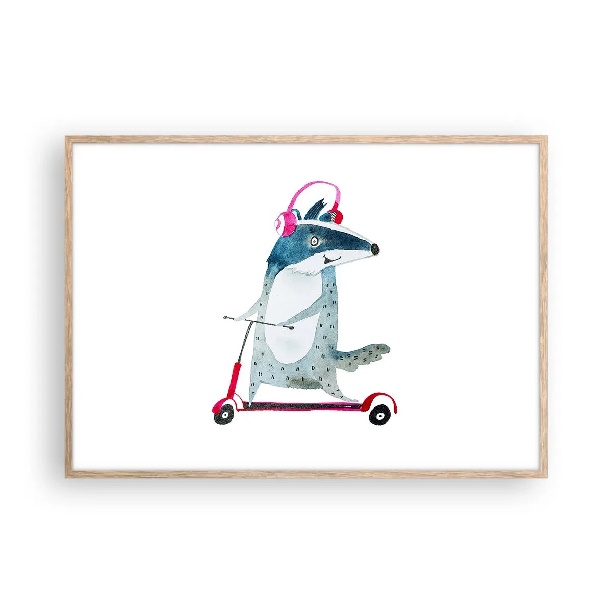 Poster in einem Rahmen aus heller Eiche - Dachsfreude - 100x70 cm