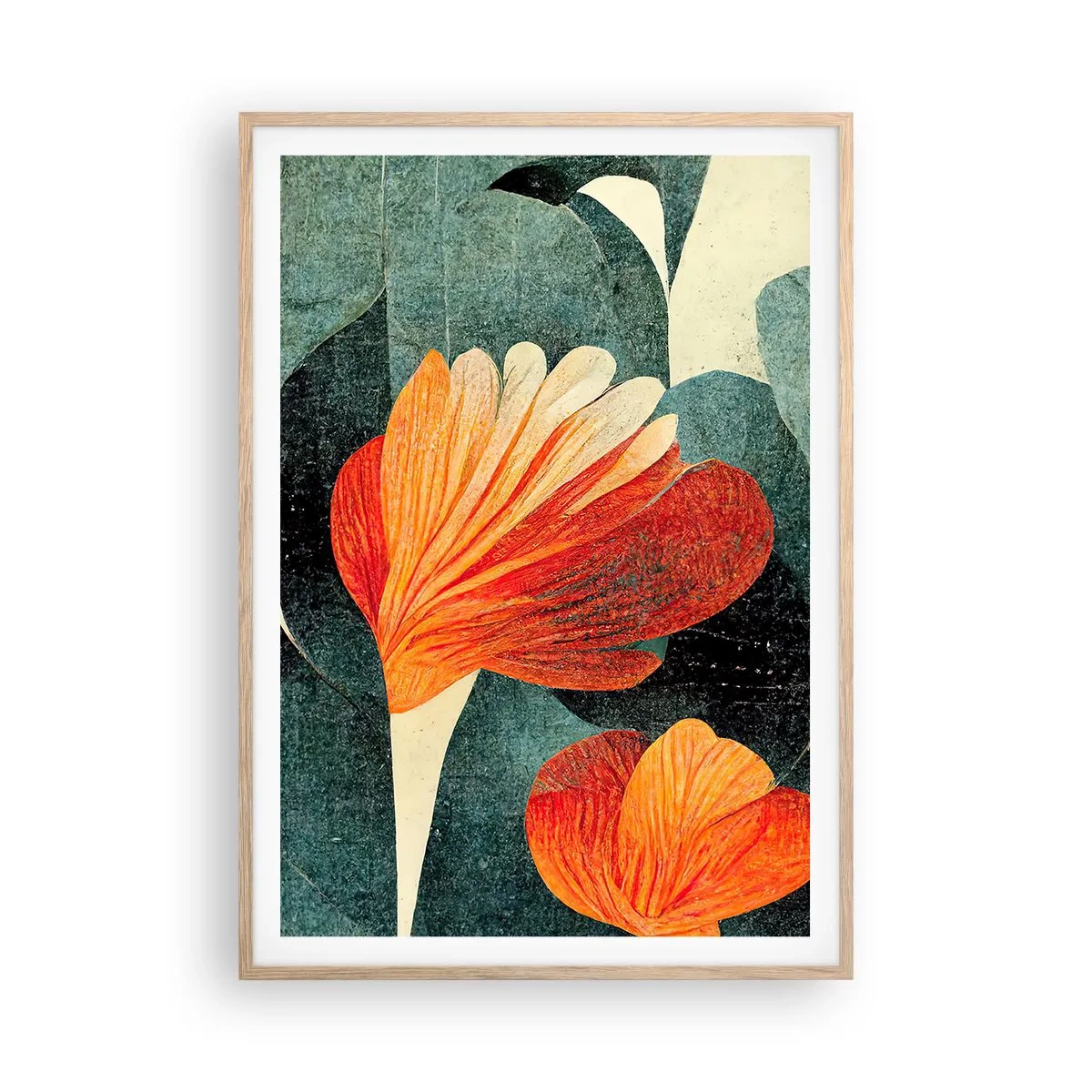 Poster in einem Rahmen aus heller Eiche - Hitze der Tropen und Kühle des Grüns - 70x100 cm