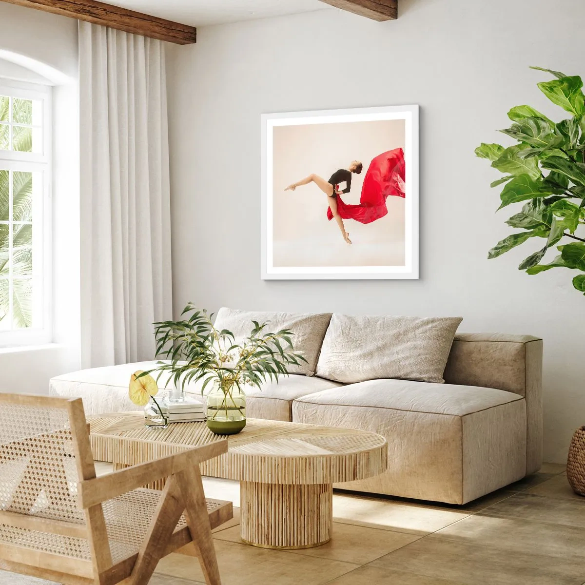 Poster in einem weißen Rahmen - Rot und Schwarz - 50x50 cm