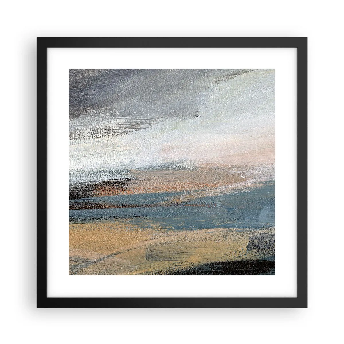 Poster in einem schwarzem Rahmen - Abstraktion: nördliche Landschaft - 40x40 cm