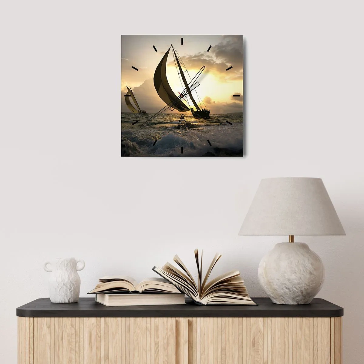 Wanduhr - Glasuhr - Mit dem Wind und gegen den Wind - 40x40 cm