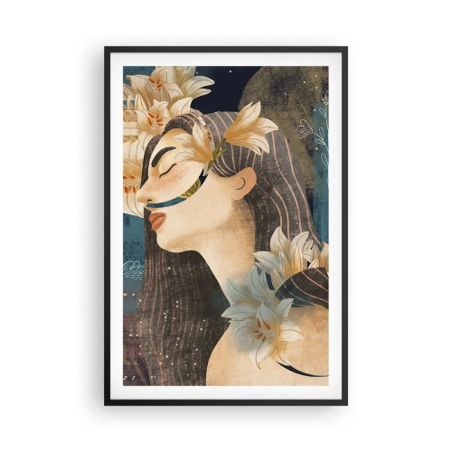 Poster in einem schwarzem Rahmen - Ein Märchen über eine Prinzessin mit Lilien - 61x91 cm