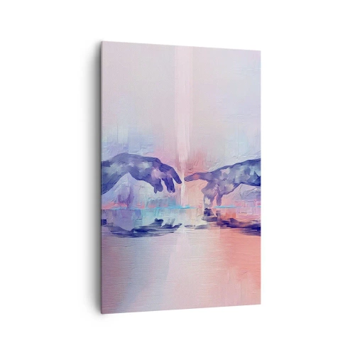 Bild auf Leinwand - Leinwandbild - Symbolische Hände in abstrakten Farben, die auf das Thema der Schöpfung verweisen - 80x120cm - Göttlicher Funke des Lebens - Moderne Wanddekoration für Wohnzimmer und Schlafzimmer ARTTOR