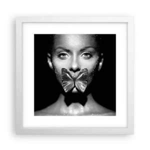 Poster in einem weißen Rahmen - Schmetterlingskuss - 30x30 cm