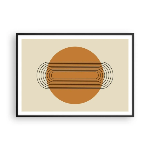 Poster in einem schwarzem Rahmen - Geometrisches Muster mit orangefarbenen Kreisen und Linien - 100x70cm - Perfekter Plan - Moderne Wanddekoration für Wohnzimmer und Schlafzimmer ARTTOR