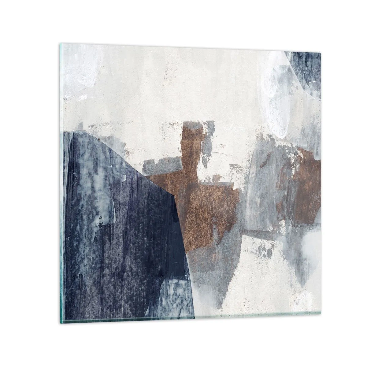 Glasbild - Bild auf glas - Blaue und braune Formen - 40x40 cm