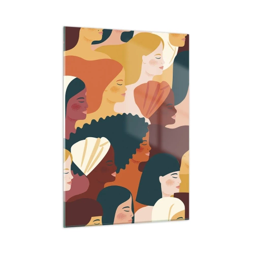 Glasbild - Bild auf glas - Stilvolle Darstellung vielfältiger weiblicher Silhouetten - 50x70cm - Nur Weiblichkeit - Moderne Wanddekoration für Wohnzimmer und Schlafzimmer ARTTOR