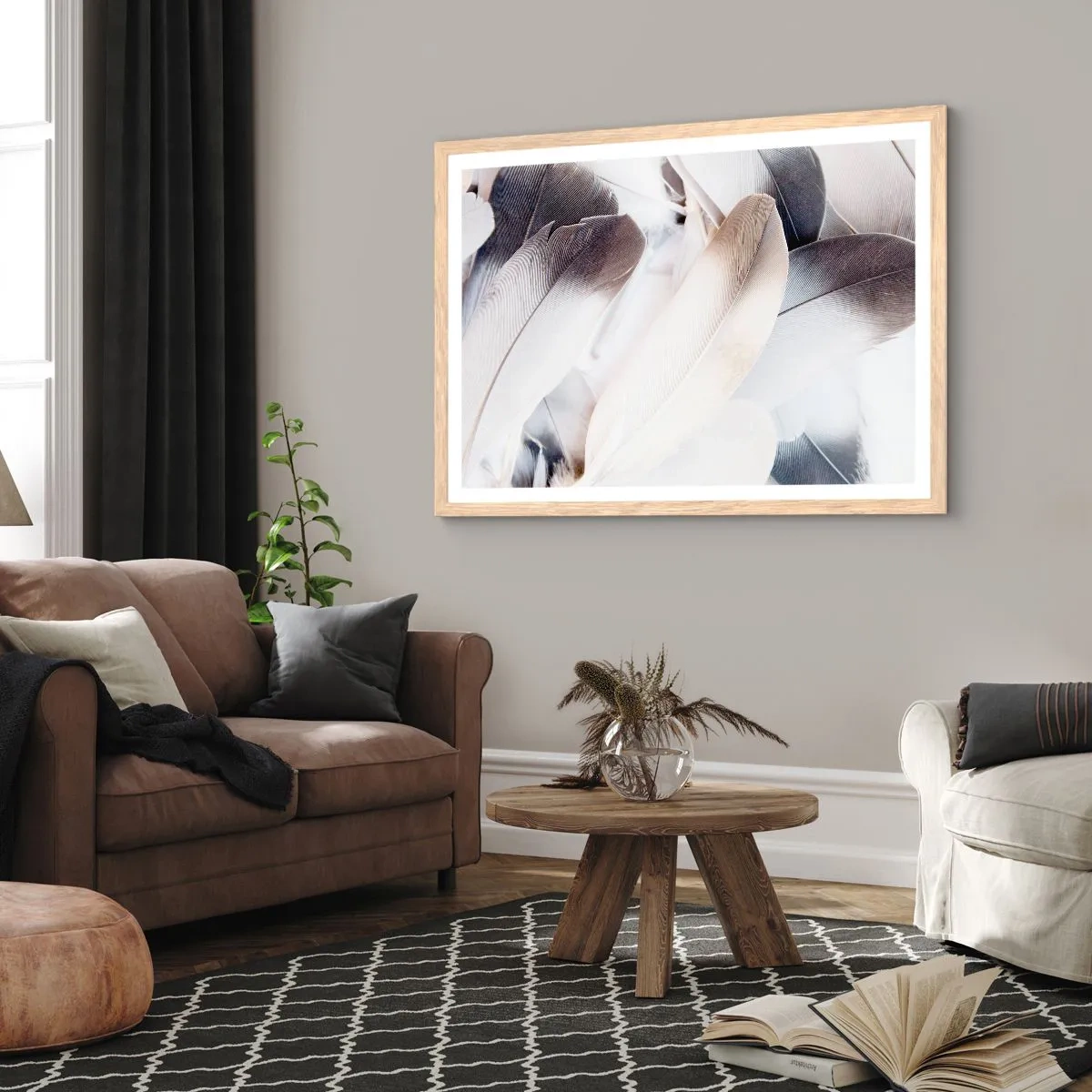 Poster in einem Rahmen aus heller Eiche - Fast engelhaft - 100x70 cm