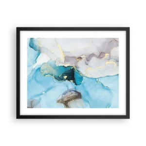 Poster in einem schwarzem Rahmen - Eine Studie über das Zusammentreffen von Grau und Türkis - 50x40 cm
