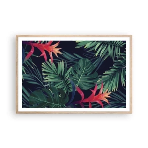 Poster in einem Rahmen aus heller Eiche - Im Grünen in Flammen gehen - 91x61 cm