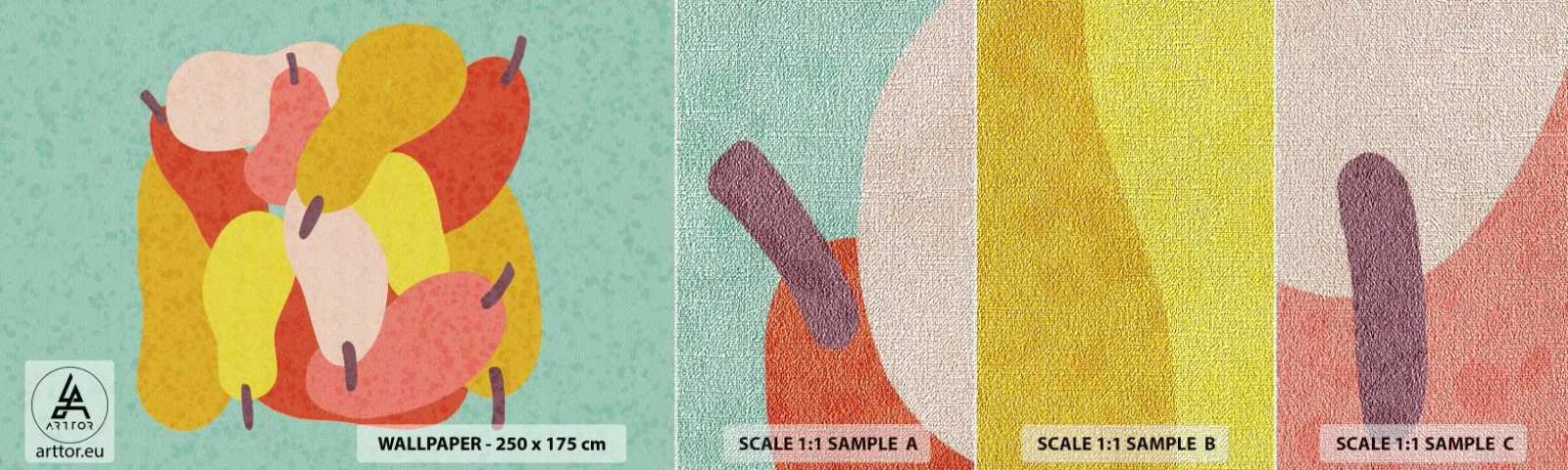 Fototapeten Muster Premium Canvas - Probieren Sie die Sommersonne - Obst, Birnen, Gesundheit - 100x30 cm