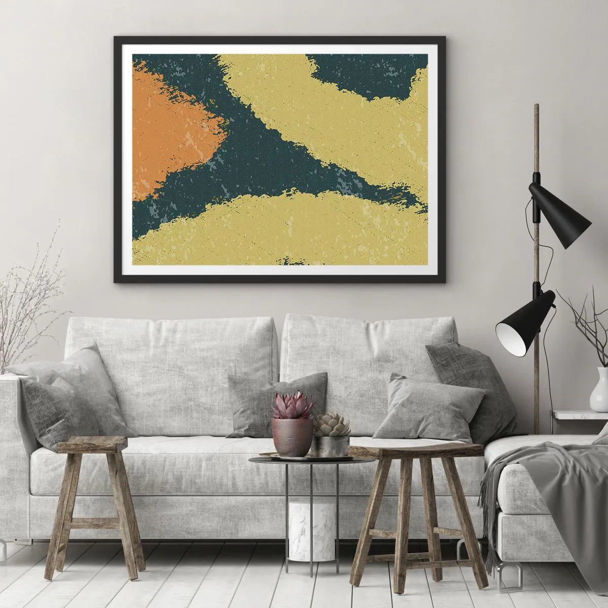 Poster in einem schwarzem Rahmen - Abstraktion – langsame Bewegung - 50x40 cm